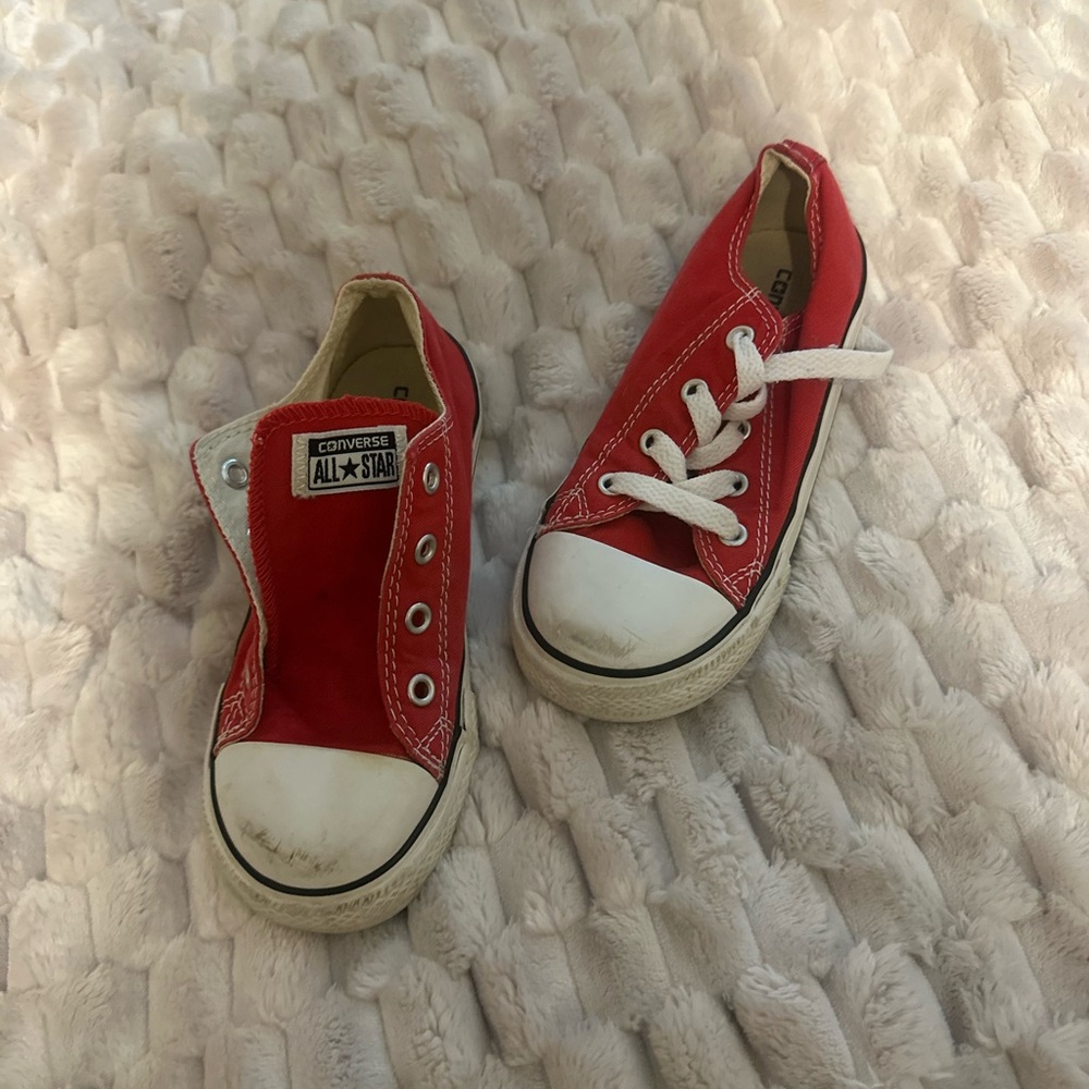 Converse Kids Red All-Star Lo Sneakers Sz 10 *READ